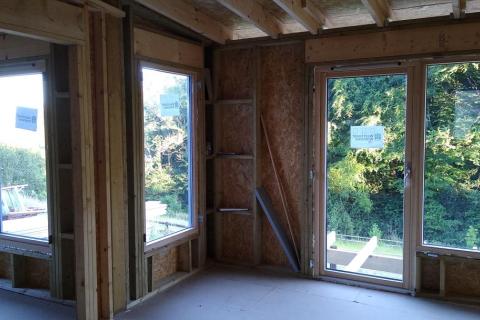 Inside the annex...ready for insulation, boarding, plastering...