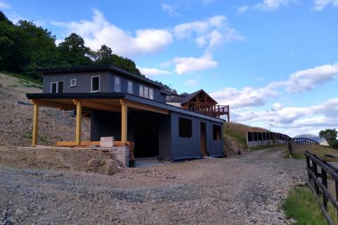 The buildings again...cedar cladding will be added soon.